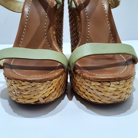 Kate Spade "Dancer" green preppy wedge sandal, size 7.5M - Picture 5 of 16